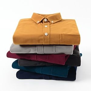 Men's Shirt Button Up Shirt Casual Shirt Corduroy Shirt Overshirt Black Yellow Red Long Sleeve Plain Lapel Fall  Winter Outdoor Daily Wear Clothing Apparel Front Pocket miniinthebox