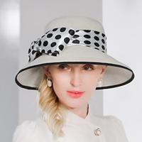 Hats Fiber Bucket Hat Floppy Hat Straw Hat Wedding Tea Party Elegant Wedding With Bowknot Ribbons Headpiece Headwear Lightinthebox