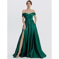 A-Line Evening Gown Elegant Dress Formal Prom Floor Length Sleeveless Sweetheart Satin with Slit 2023 Lightinthebox - thumbnail