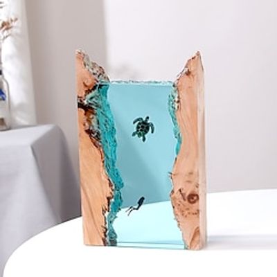 Home accessories bedroom office desktop soft light creative ocean art ornament gift solid wood resin night light Lightinthebox