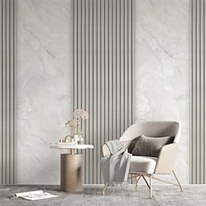 Stripes Wallpaper Mural murals Wooden Slats with Marble Wall Covering Sticker Peel and Stick Removable PVC/Vinyl Material Self Adhesive/Adhesive Required Wall Decor for Living Room Kitchen Bathroom miniinthebox