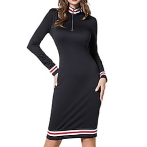 Women's Casual Dress Shift Dress Semi Formal Dress Plain Patchwork Crew Neck Mini Dress Fashion Elegant Daily Holiday Long Sleeve Regular Fit Black Summer Spring S M L XL XXL Lightinthebox