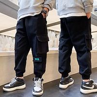 Kids Boys Cargo Pants Trousers Pocket Solid Color Comfort Pants Outdoor Adorable Daily 1991 Khaki 20226 black 20226 Khaki Lightinthebox - thumbnail