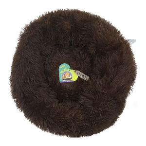 Nutrapet Grizzly Velor Plush Round Pet Bed Dark Brown Small - 50 x 15 cm