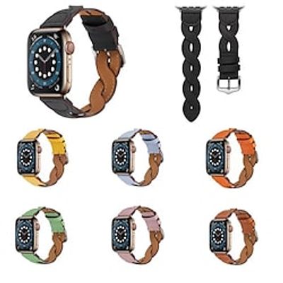 1PC Smart Watch Band Compatible with Apple iWatch Series 8 7 6 5 4 3 2 1 SE Leather Loop for iWatch Smartwatch Strap Wristband Genuine Leather Handmade Luxury Adjustable Lightinthebox