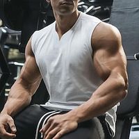 Men's GYM Tank Running Tank Workout Tank Men Tops V Neck Sleeveless Sports  Outdoor Vacation Going out Casual Daily Quick dry Moisture Wicking Breathable Soft Plain Black White Activewear Fashion Lightinthebox - thumbnail