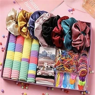 Hair Accessory Combination Set Leather Band Hair Clip Hair Clip Minimalist Headband Women s Silk Satin Solid Color Pig Large Intestine Hair Circle Butterfly Headwear Lightinthebox