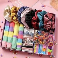 Hair Accessory Combination Set Leather Band Hair Clip Hair Clip Minimalist Headband Women s Silk Satin Solid Color Pig Large Intestine Hair Circle Butterfly Headwear Lightinthebox - thumbnail