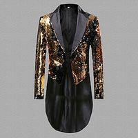 Men's Party Casual Sequin Blazer Jacket Long Tailored Fit Patchwork Double Breasted Six-buttons Black Gold Red Blue 2023 Lightinthebox - thumbnail