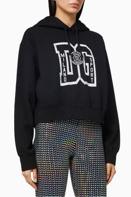 90s DG Print Cropped Hoodie in Cotton Jersey 90s DG Print Cropped Hoodie in Cotton Jersey