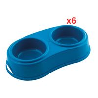 Georplast Plastic Double Antislip Pet Bowl Medium - Blue (Pack of 6)