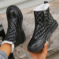 Women's Boots Snow Boots Plus Size Winter Boots Outdoor Daily Fleece Lined Knee High Boots Bowknot Pom-pom Flat Heel Round Toe Plush Casual Minimalism PU Zipper Black Lightinthebox - thumbnail