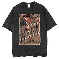 One Piece Monkey D. Luffy T-shirt Oversized Acid Washed Tee Print Graphic T-shirt For Couple's Men's Women's Adults' Hot Stamping 100% Polyester Casual Daily Lightinthebox - thumbnail