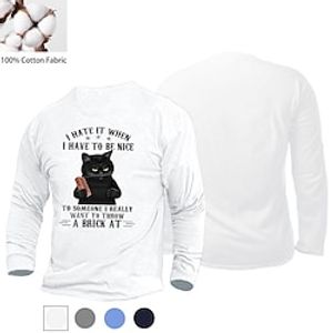 Men's T shirt Tee Letter Crew Neck Navy Blue Gray White Print Street Holiday Long Sleeve Print Clothing Apparel Fashion Casual Comfortable Lightinthebox