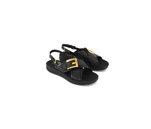 Womens D Koleos F Canvas Synthetic Sandals  Black