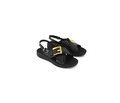 Womens D Koleos F Canvas Synthetic Sandals  Black