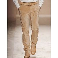 Men's Dress Pants Trousers Suit Pants Velvet Pants Pocket Plain Comfort Breathable Outdoor Daily Going out Fashion Casual Khaki Coffee miniinthebox - thumbnail