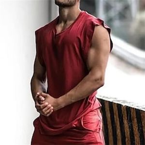 Men's Tank Top Vest Top Undershirt Sleeveless Shirt Plain Crew Neck Athleisure Going out Sleeveless Clothing Apparel Fashion Designer Muscle Lightinthebox