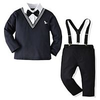 Kids Boys' Clothing Set 4 Pieces Long Sleeve Black Dinosaur Animal Bow Indoor Outdoor Formal Gentle Regular 2-6 Years miniinthebox - thumbnail