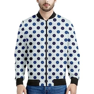 Polka Dot Star Casual Men's Bomber Jacket Coat Sports  Outdoor Daily Wear Going out Fall  Winter Standing Collar Long Sleeve Burgundy Blue S M L Polyester Weaving Jacket Lightinthebox