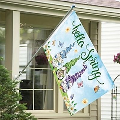 Spring Gnomes Garden Flag 12x18Inch Outdoor Decorations Welcome Garden Patio Flag Flower Yard Flag Double Sided Holiday Outdoor Flags 1pc Lightinthebox