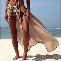 Women's Swimwear Long Skirt Maxi Polyester White Blue Sky Blue Orange Skirts Split Ends coastalgrandmastyle Beach Wear Swimsuit Bottoms Summer Vacation Beach One-Size Lightinthebox - thumbnail