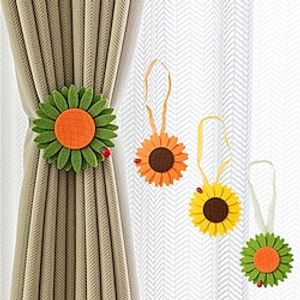 Tiebacks for Curtains Sunflowers Curtain Tiebacks Curtain Buckle Clips with High-Elastic Spring Wire for Home Office Decoration Lightinthebox