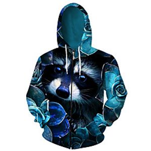 Men's Unisex Full Zip Hoodie Jacket Dog Graphic Prints Flower Zipper Print Daily Sports 3D Print Casual Designer Hoodies Sweatshirts  Blue Lightinthebox