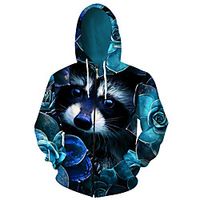 Men's Unisex Full Zip Hoodie Jacket Dog Graphic Prints Flower Zipper Print Daily Sports 3D Print Casual Designer Hoodies Sweatshirts  Blue Lightinthebox - thumbnail