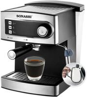 Sonashi 2 In 1 Coffee Maker 850W, Touch Button Coffee Machine with Ulka Italy Pump, Steam Nozzle