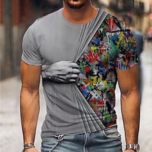 Men's Unisex Tee T shirt Tee Shirt 3D Print Graphic Prints Hand Crew Neck Daily Holiday Print Short Sleeve Tops Casual Designer Big and Tall Green Blue Gray / Summer miniinthebox