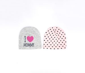 Toddlers Heart Graphic 2 pcs Beanie  Gray/Pink