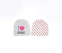 Toddlers Heart Graphic 2 pcs Beanie  Gray/Pink - thumbnail