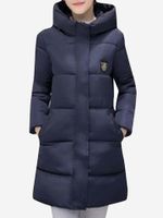 Hooded Solid Color Turtleneck Padded Coats