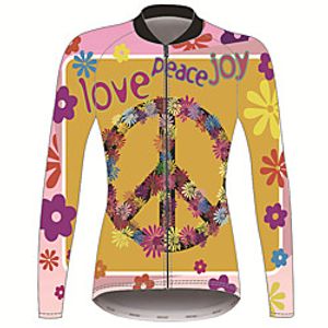 21Grams Peace Sign Women's Long Sleeve Cycling Jersey - Yellow Bike Jersey Top Thermal Warm UV Resistant Anatomic Design Sports Winter 100% Polyester Mountain Bike MTB Road Bike Cycling Clothing miniinthebox