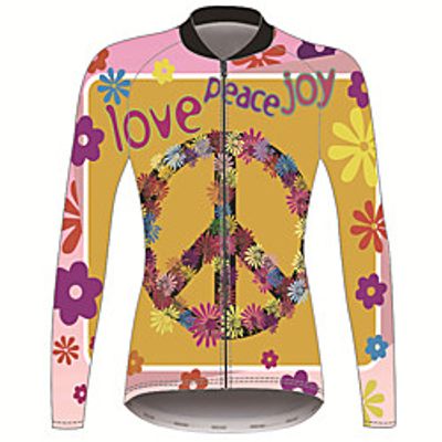 21Grams Peace Sign Women's Long Sleeve Cycling Jersey - Yellow Bike Jersey Top Thermal Warm UV Resistant Anatomic Design Sports Winter 100% Polyester Mountain Bike MTB Road Bike Cycling Clothing miniinthebox