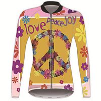21Grams Peace Sign Women's Long Sleeve Cycling Jersey - Yellow Bike Jersey Top Thermal Warm UV Resistant Anatomic Design Sports Winter 100% Polyester Mountain Bike MTB Road Bike Cycling Clothing miniinthebox - thumbnail
