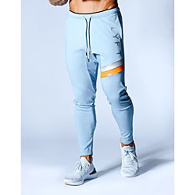 Men's Sportswear Sports Outdoor Sports Casual Sports Pants Sweatpants Pants Letter Full Length Print Black Blue Gray Light Blue miniinthebox