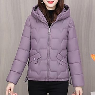 Women's Winter Coat Quilted Coat Cropped Parka Zip up Hooded Coat Thermal Warm Windproof Heated Jacket Fall Lightweight Outerwear with Pocket Outerwear Long Sleeve Black Red Purple Lightinthebox Women's Winter Coat Quilted Coat Cropped Parka Zip up Hooded Coat Thermal Warm Windproof Heated Jacket Fall Lightweight Outerwear with Pocket Outerwear Long Sleeve Black Red Purple Lightinthebox