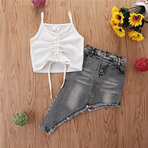 Toddler Girls' Clothing Set Sleeveless White Solid Colored Casual Basic Regular Lightinthebox