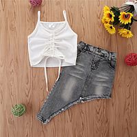 Toddler Girls' Clothing Set Sleeveless White Solid Colored Casual Basic Regular Lightinthebox - thumbnail