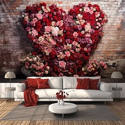 Valentine's Day Roses Heart Hanging Tapestry Wall Art Large Tapestry Mural Decor Photograph Backdrop Blanket Curtain Home Bedroom Living Room Decoration Lightinthebox