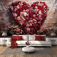 Valentine's Day Roses Heart Hanging Tapestry Wall Art Large Tapestry Mural Decor Photograph Backdrop Blanket Curtain Home Bedroom Living Room Decoration Lightinthebox - thumbnail