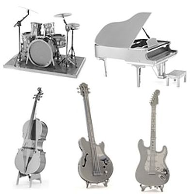 Aipin 3D Metal Assembly Model DIY Jigsaw Instrument Piano Guitar Stand Drum Cello Bass Model Lightinthebox