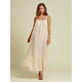 100% Cotton Ruffle Hem Strapped Neck Sleeveless Maxi Dress