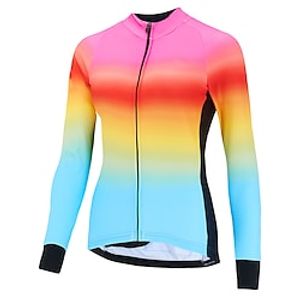21Grams Women's Cycling Jersey Long Sleeve Bike Top with 3 Rear Pockets Mountain Bike MTB Road Bike Cycling Breathable Quick Dry Moisture Wicking Rosy Pink Gradient Spandex Polyester Sports Clothing miniinthebox