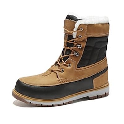 Men's Boots Combat Boots Work Boots Duck Boots Fleece lined Hiking Vintage British Outdoor Synthetic leather Leather Waterproof Warm Slip Resistant Mid-Calf Boots Lace-up Black Yellow Color Block Lightinthebox