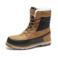 Men's Boots Combat Boots Work Boots Duck Boots Fleece lined Hiking Vintage British Outdoor Synthetic leather Leather Waterproof Warm Slip Resistant Mid-Calf Boots Lace-up Black Yellow Color Block Lightinthebox - thumbnail