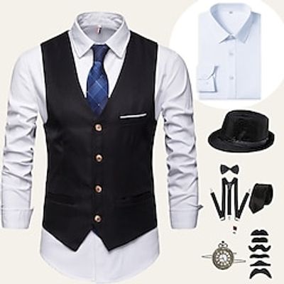 Retro Vintage Roaring 20s 1920s Outfits Shirt Waistcoat Panama Hat Gentleman Gangster Men's Cosplay Costume Halloween Party Evening Prom Festival Vest Lightinthebox Retro Vintage Roaring 20s 1920s Outfits Shirt Waistcoat Panama Hat Gentleman Gangster Men's Cosplay Costume Halloween Party Evening Prom Festival Vest Lightinthebox