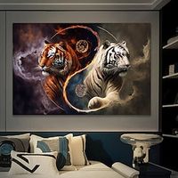 AnimalsWall Art Canvas Yin and Yang Two Tigers Prints and Posters Portrait Pictures Decorative Fabric Painting For Living Room Pictures No Frame miniinthebox